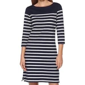 L.L. Bean Heritage Mariner Knit Striped Knee Length Dress 3/4 Sleeve - Small